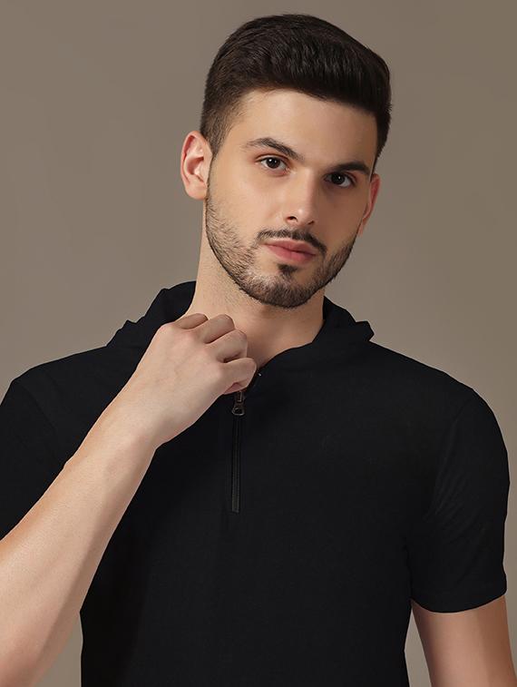 men hooded plain t-shirt - 21717545 - Standard Image - 4