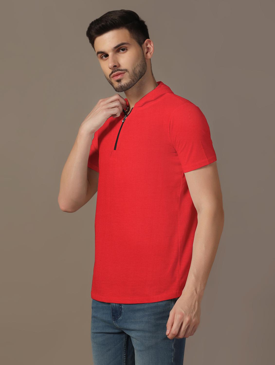 men hooded plain t-shirt - 21717551 - Standard Image - 1