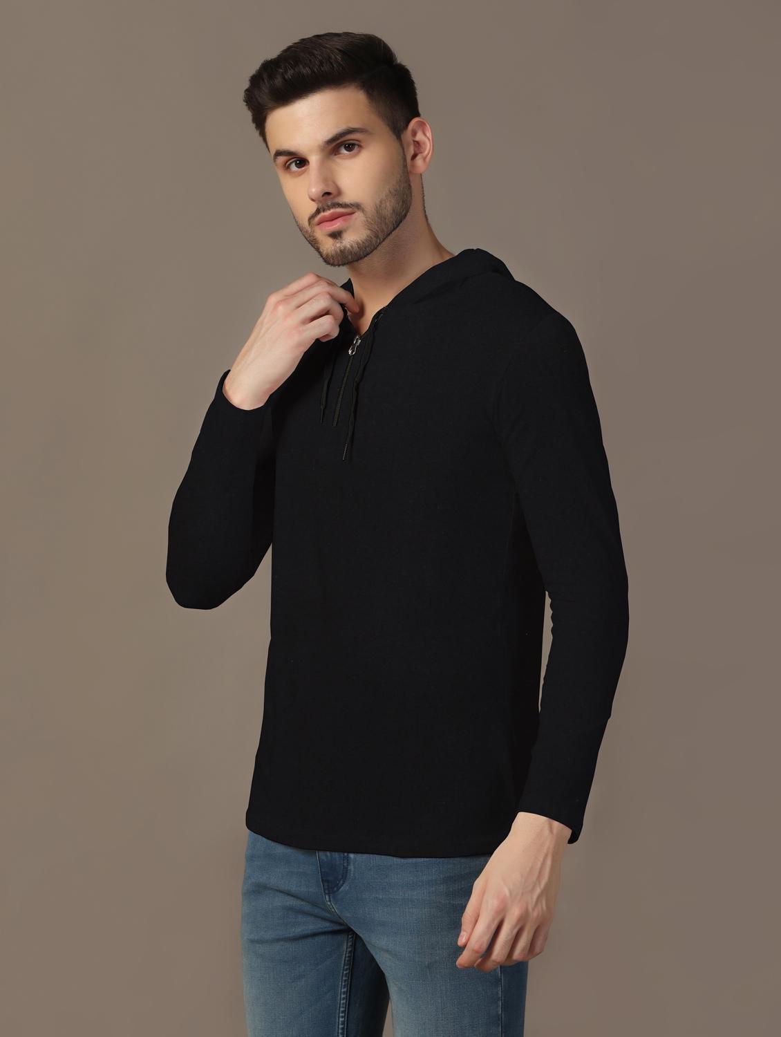 men hooded plain t-shirt - 21717555 - Standard Image - 1