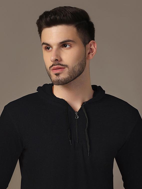 men hooded plain t-shirt - 21717555 - Standard Image - 4