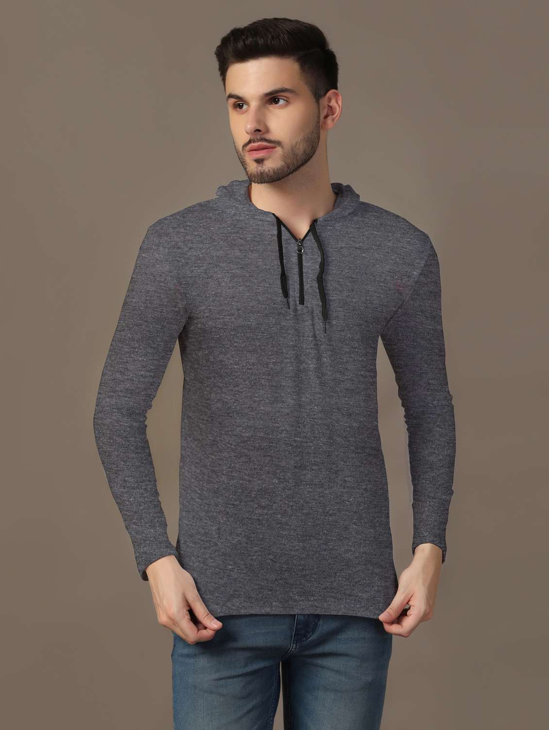 men hooded plain t-shirt