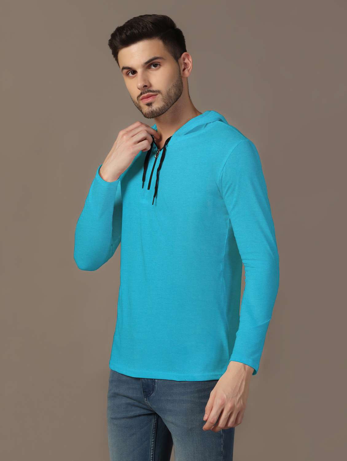 men hooded plain t-shirt - 21717560 -  Standard Image - 1
