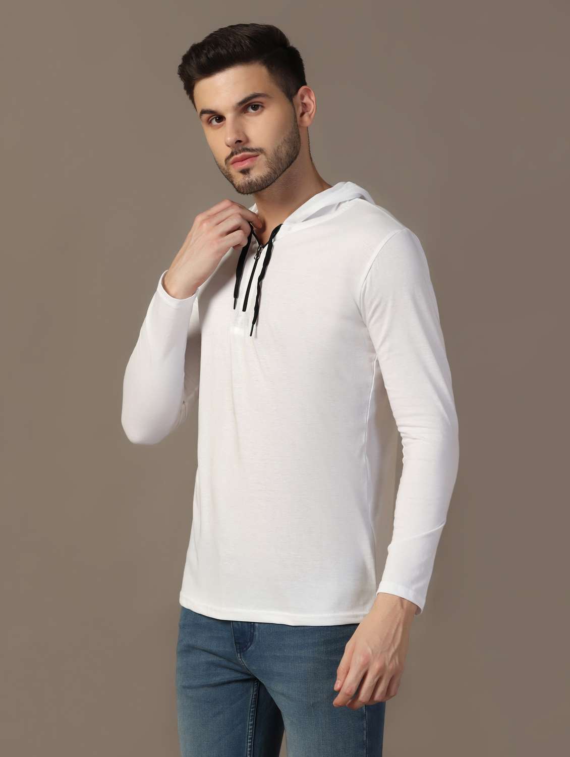 men hooded plain t-shirt - 21717563 -  Standard Image - 1