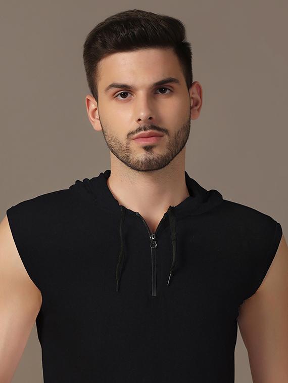men hooded plain t-shirt - 21717565 - Standard Image - 4