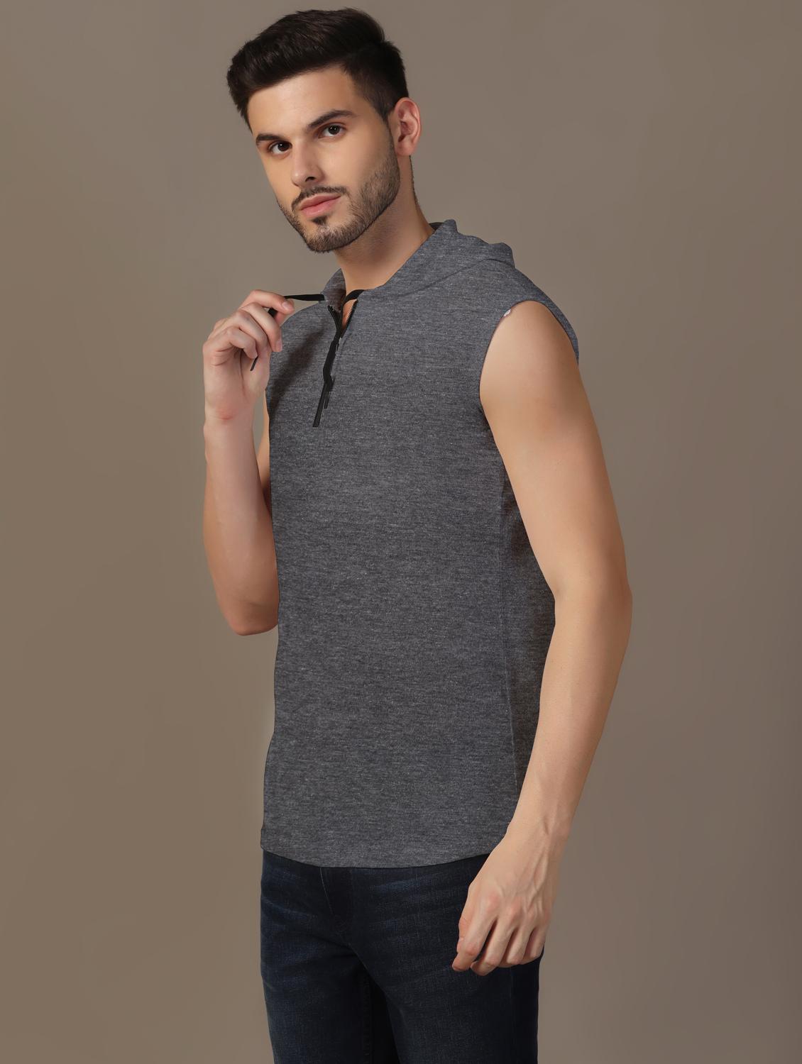 men hooded plain t-shirt - 21717566 - Standard Image - 1