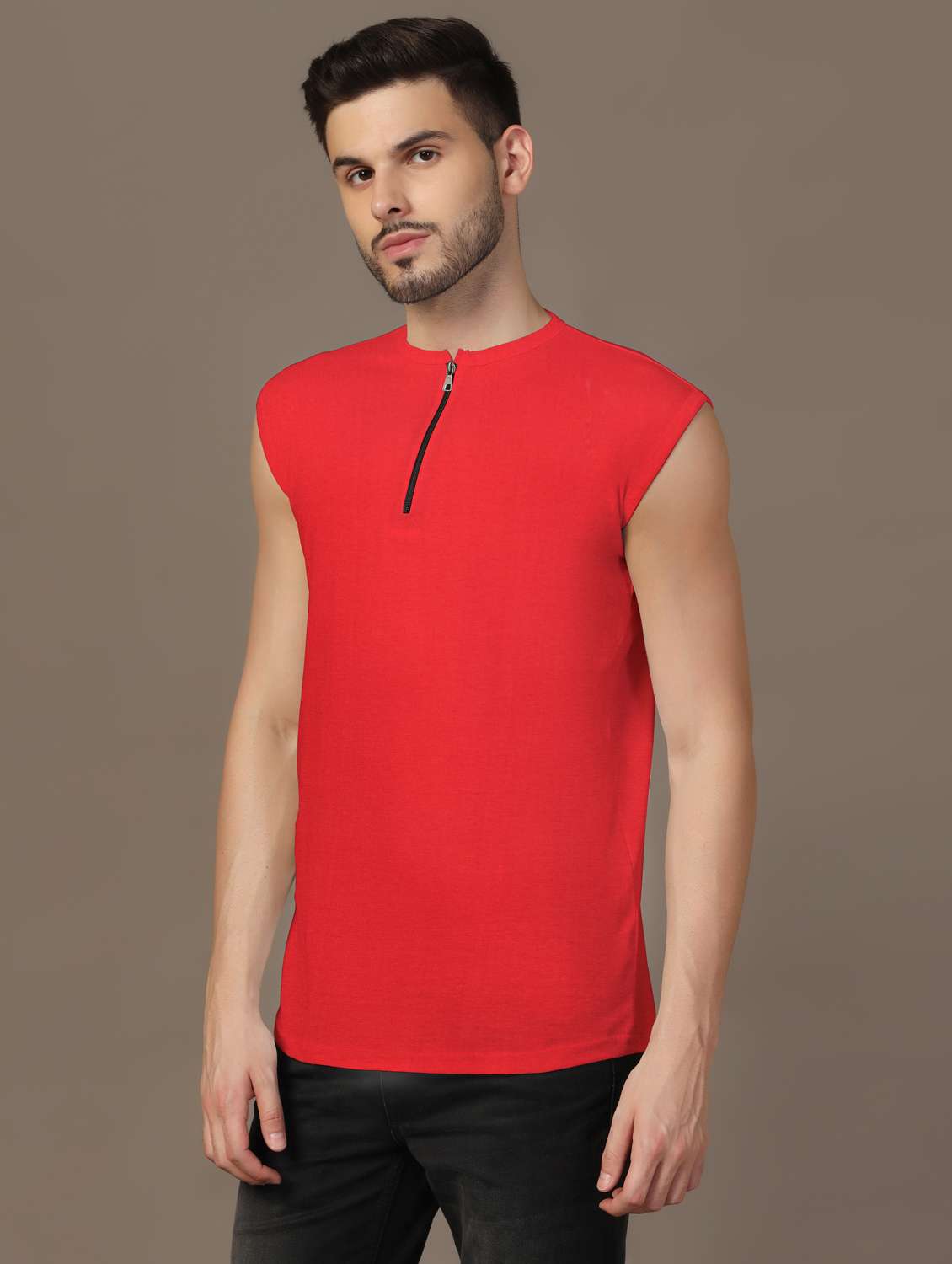 men sleeveless plain t-shirt - 21717601 - Standard Image - 1