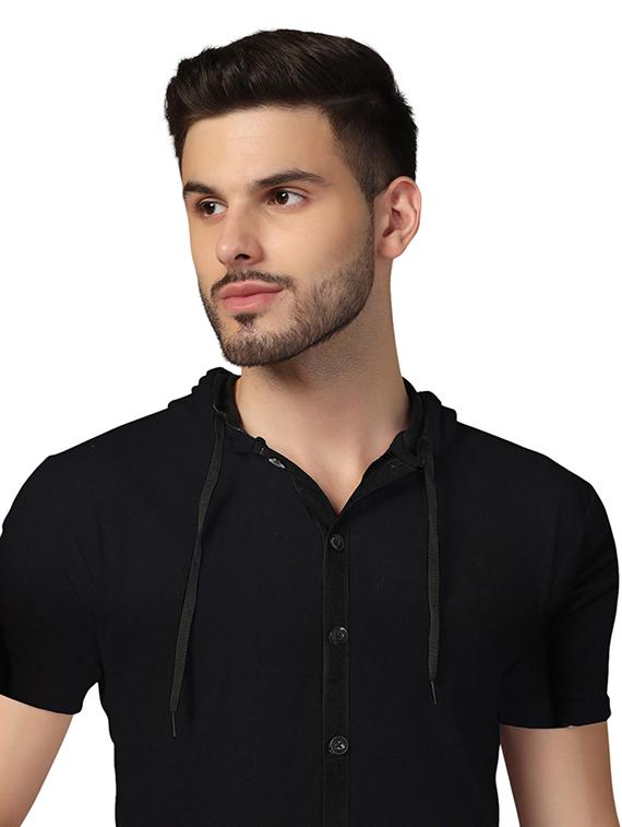 men slim fit short sleeve hooded shirt - 21717605 - Standard Image - 4