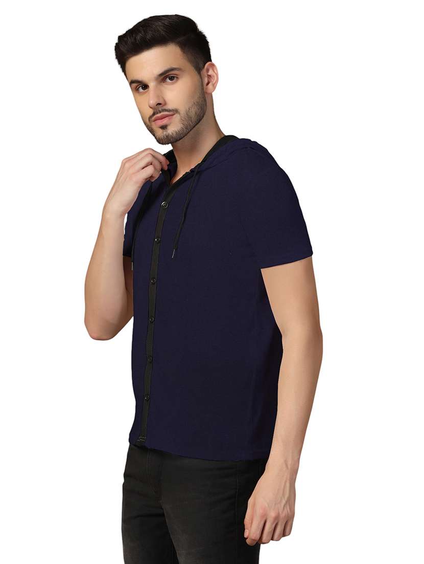 men slim fit short sleeve hooded shirt - 21717609 -  Standard Image - 1