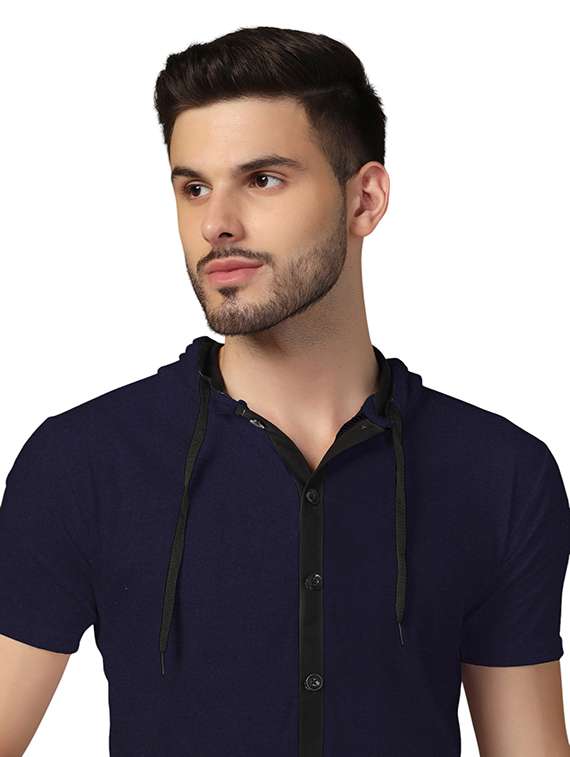 men slim fit short sleeve hooded shirt - 21717609 -  Standard Image - 4