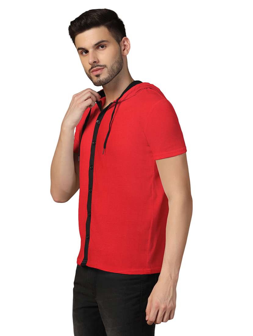 men slim fit short sleeve hooded shirt - 21717611 -  Standard Image - 1