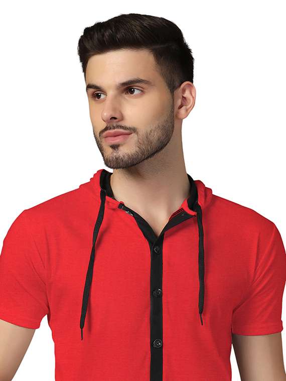 men slim fit short sleeve hooded shirt - 21717611 -  Standard Image - 4