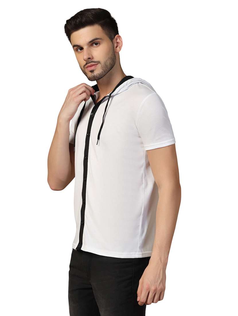men slim fit short sleeve hooded shirt - 21717613 -  Standard Image - 1