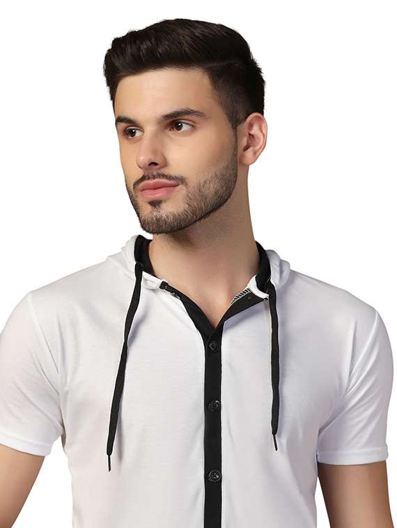 men slim fit short sleeve hooded shirt - 21717613 -  Standard Image - 4