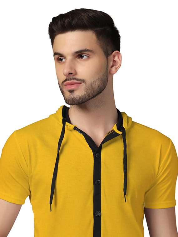men slim fit short sleeve hooded shirt - 21717614 -  Standard Image - 4