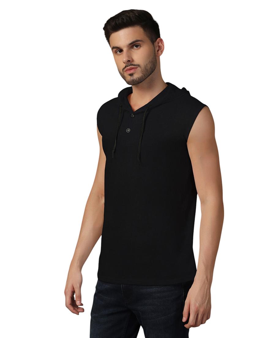 men hooded plain t-shirt - 21717635 - Standard Image - 1