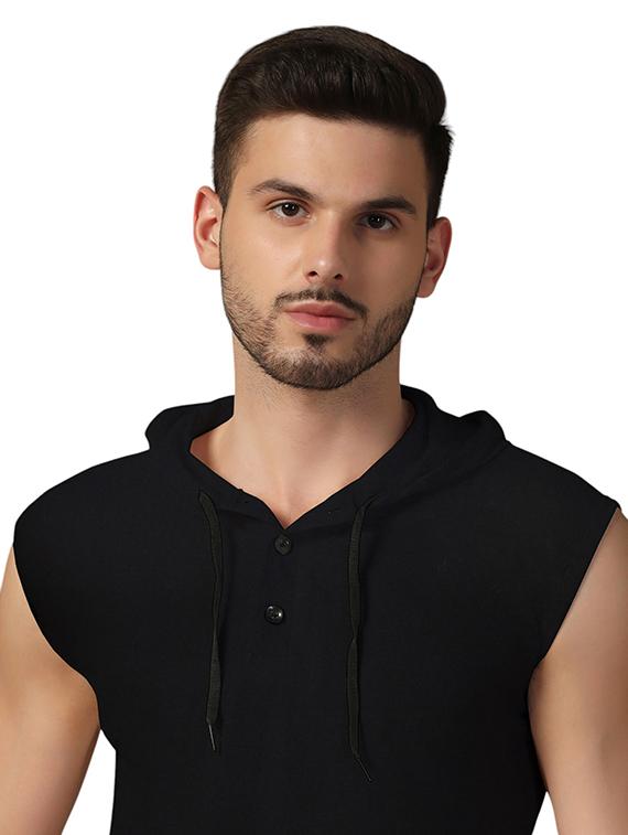 men hooded plain t-shirt - 21717635 - Standard Image - 4