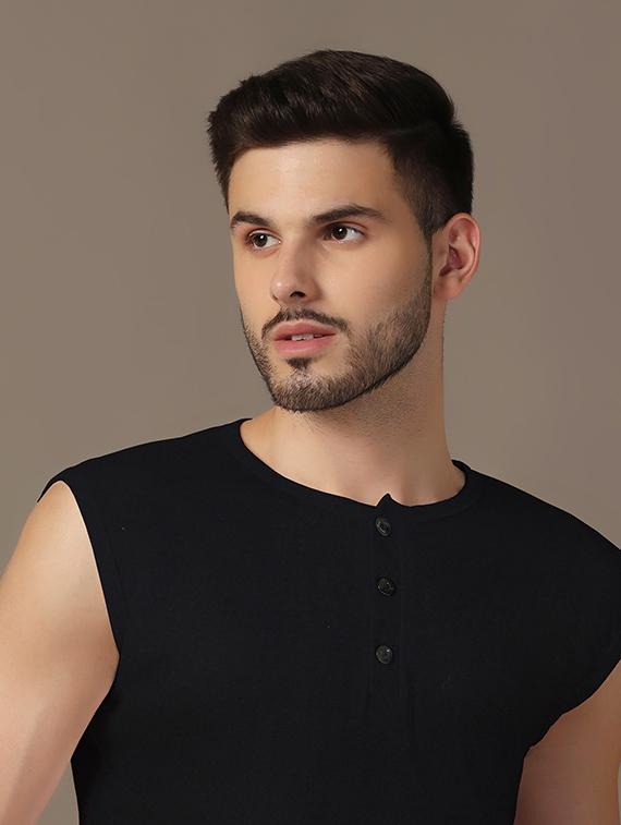men sleeveless plain t-shirt - 21717665 - Standard Image - 4