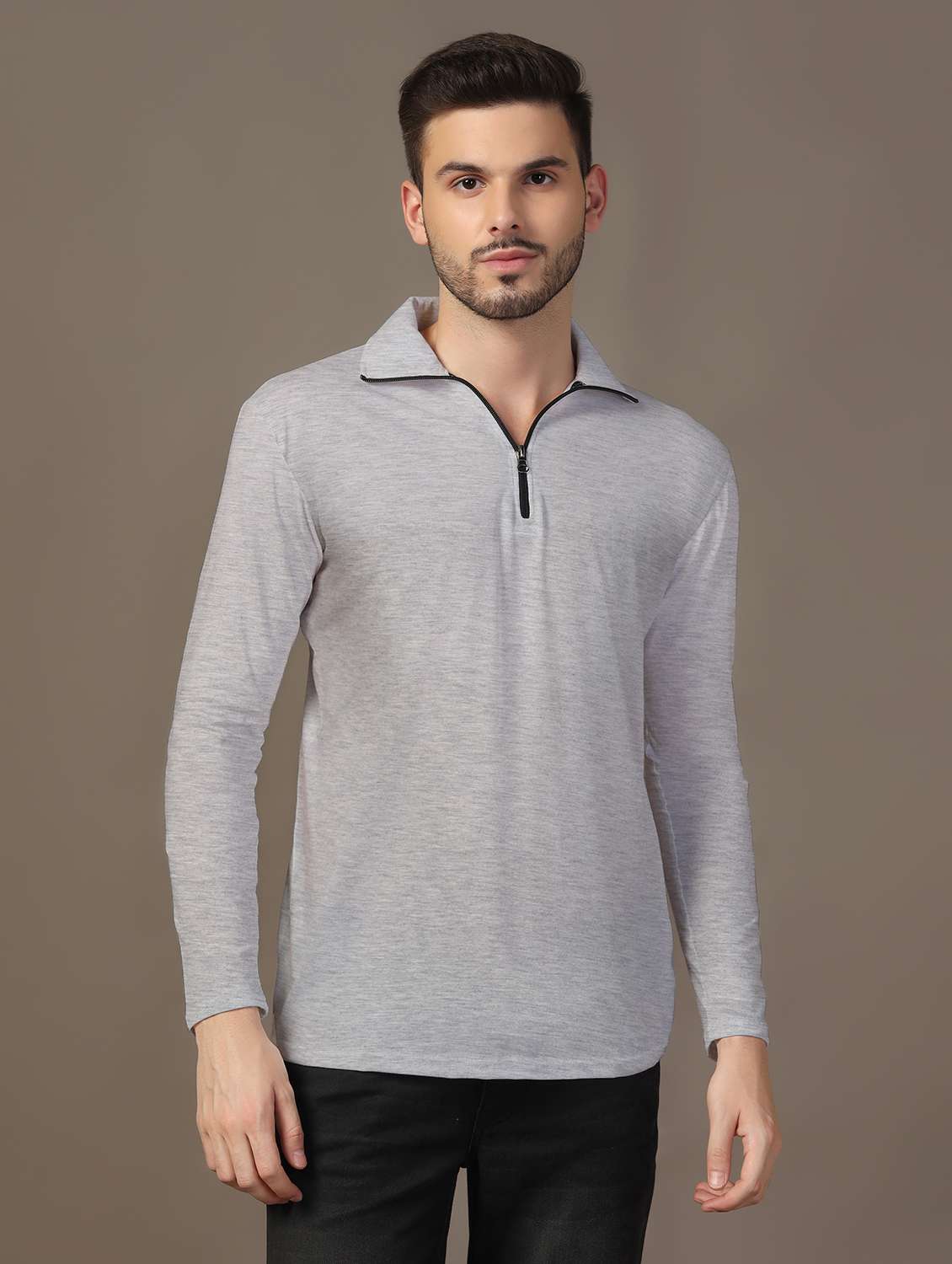 men long sleeves plain polo t-shirt