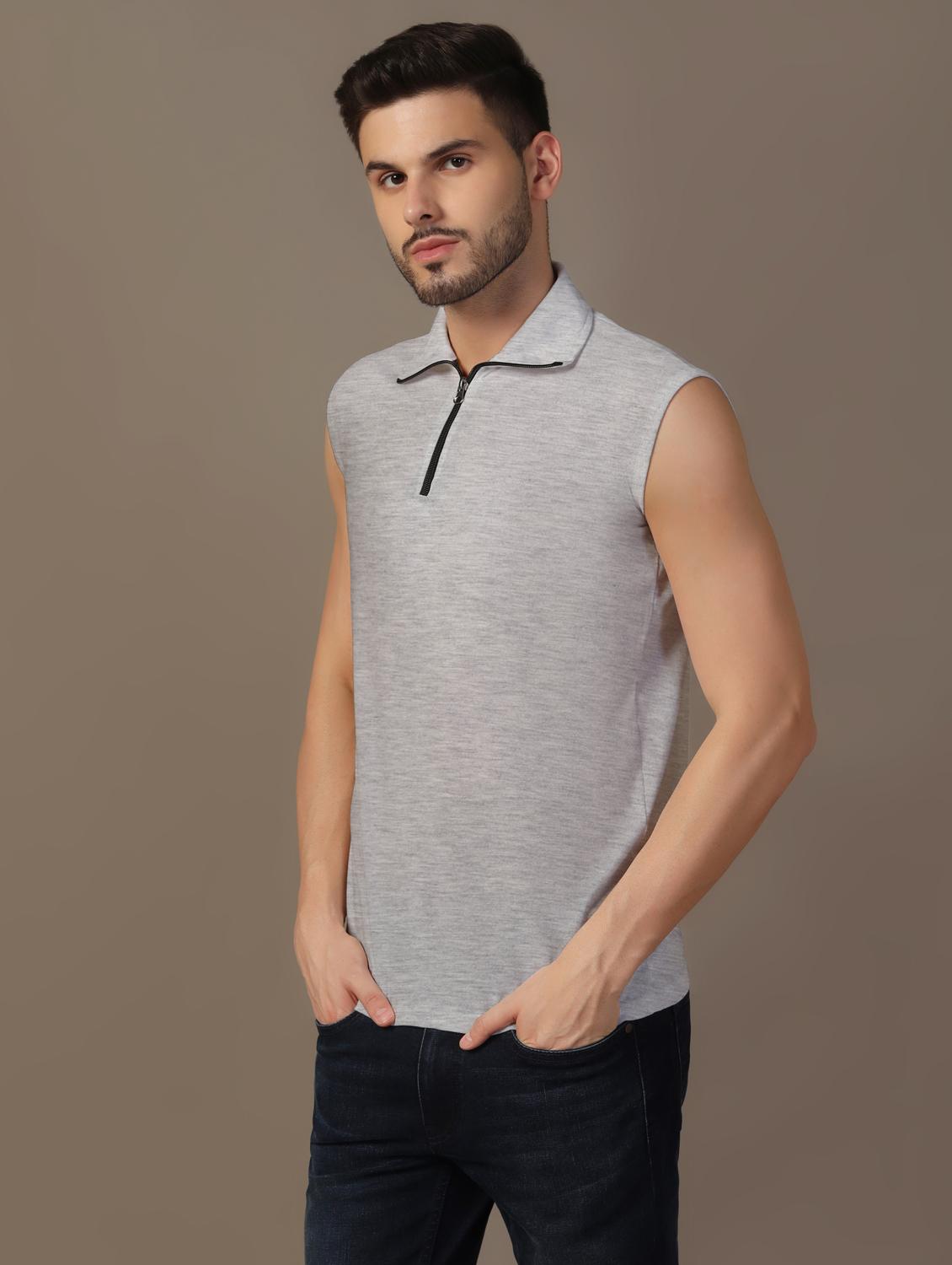 men sleeveless plain polo t-shirt - 21717689 - Standard Image - 1