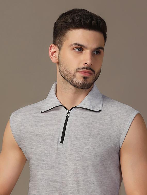 men sleeveless plain polo t-shirt - 21717689 - Standard Image - 4