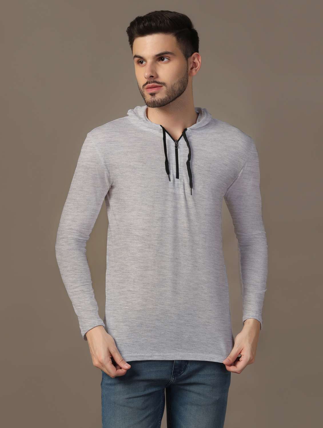 men hooded plain t-shirt