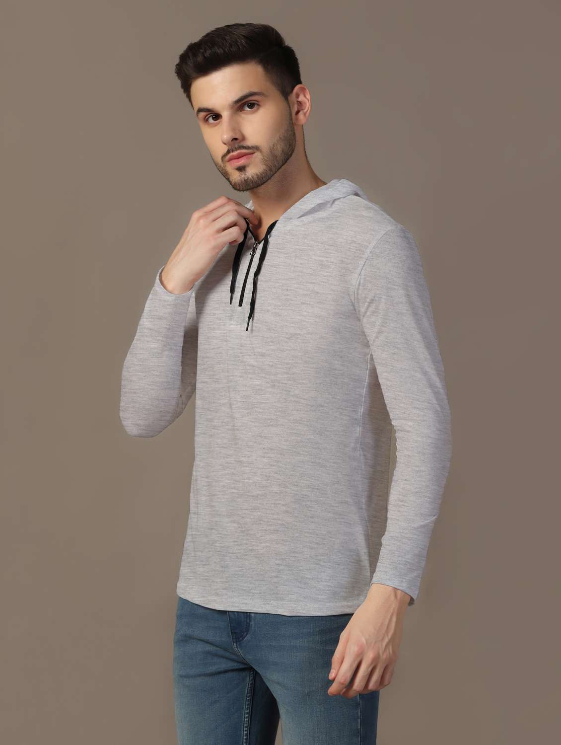 men hooded plain t-shirt - 21717692 -  Standard Image - 1