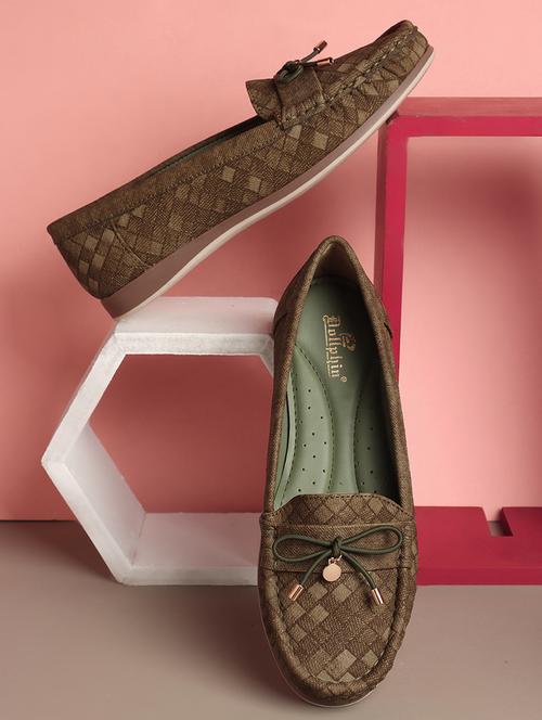 green pu slip on loafers - 21717699 - Standard Image - 0