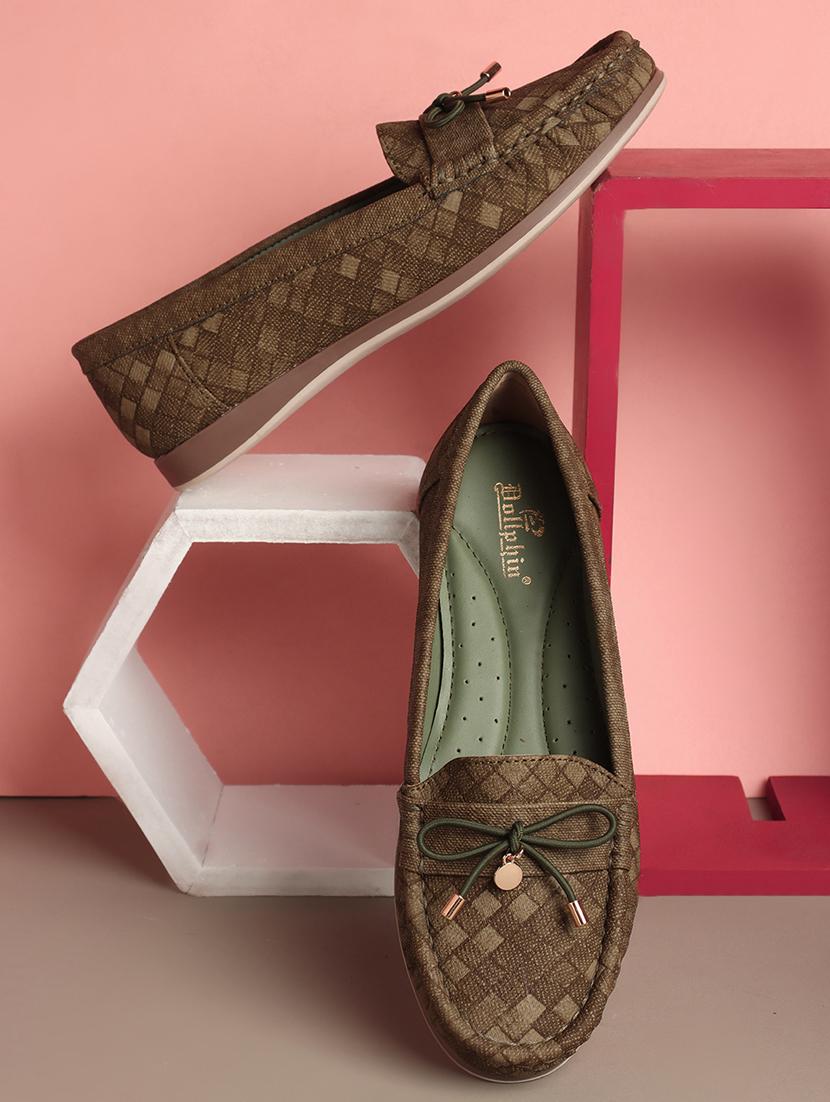 green pu slip on loafers - 21717699 - Zoom Image - 0