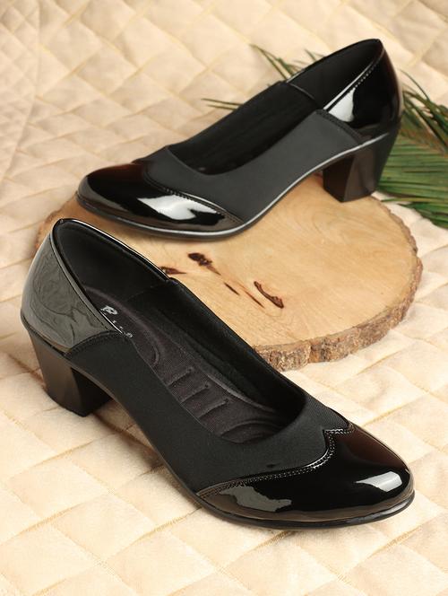 black satin slip on pumps - 21717702 - Standard Image - 0