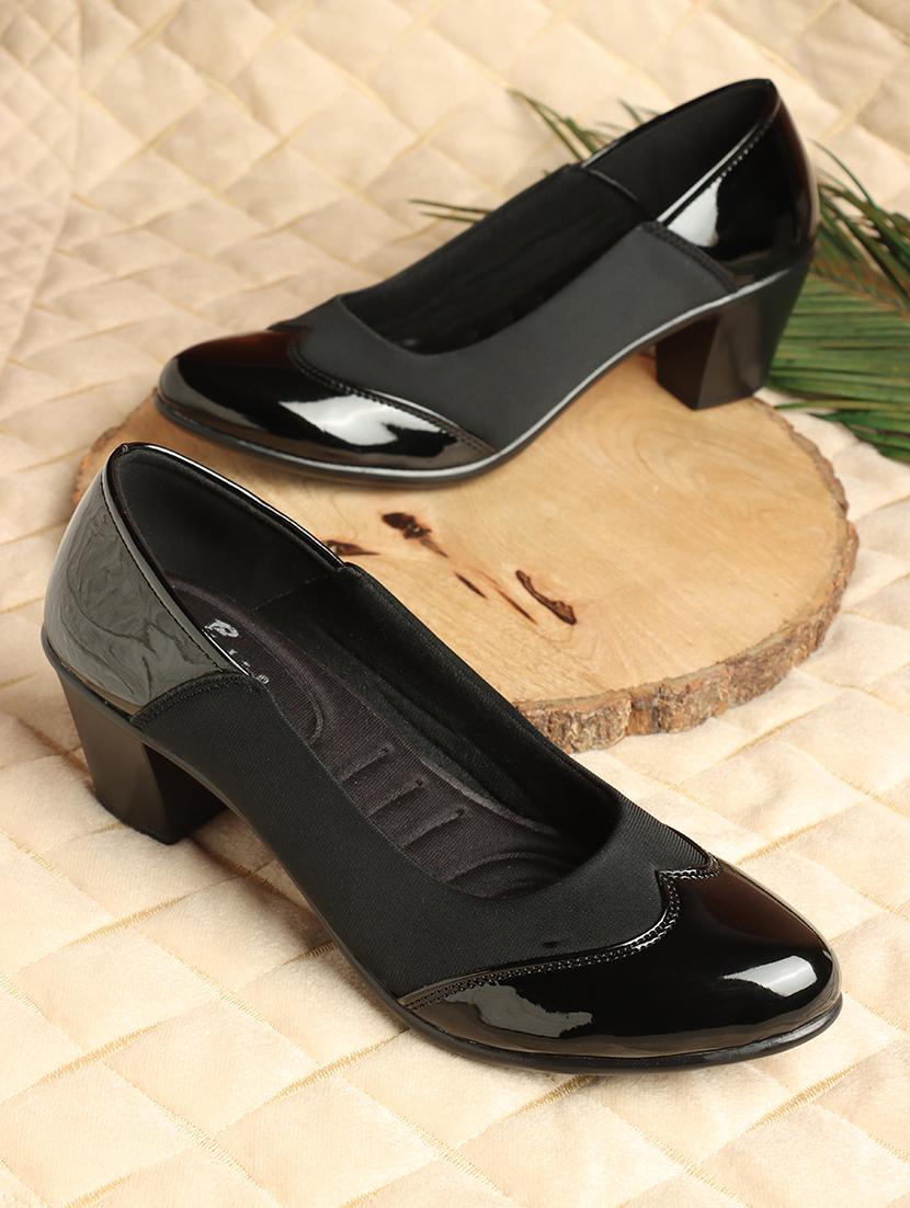 black satin slip on pumps - 21717702 - Zoom Image - 0