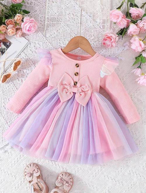 girls net fit and flare frock - 21717747 - Standard Image - 0