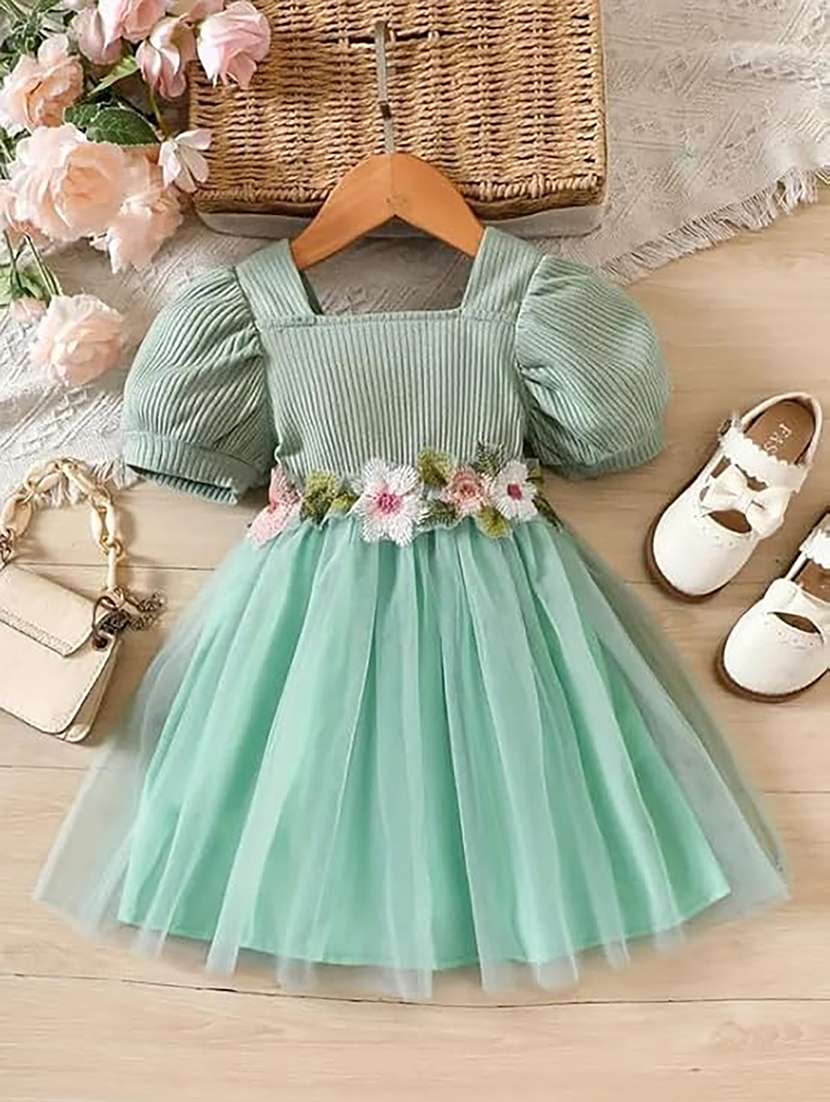girls square neck embroidered frock
