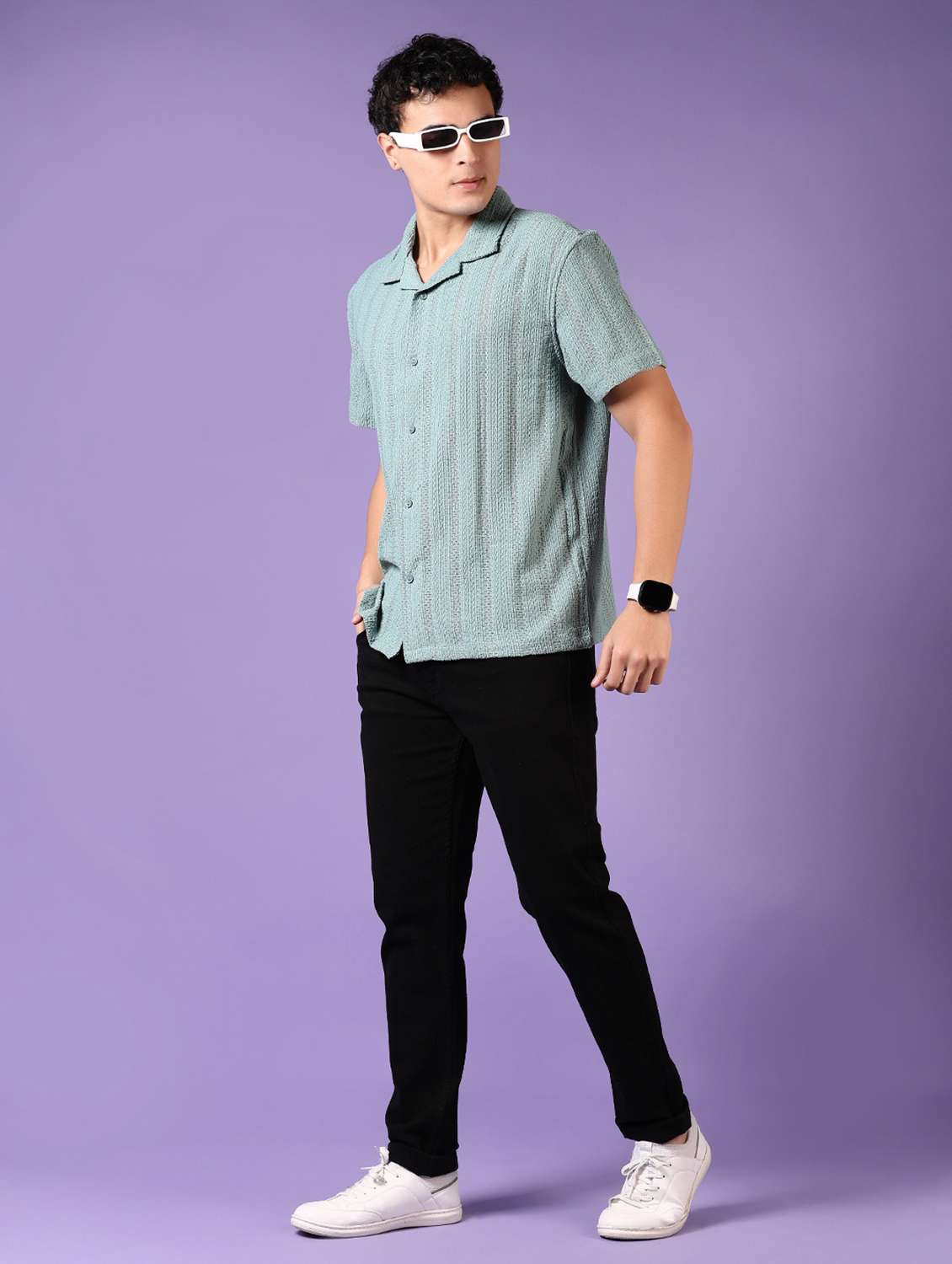 men self design short sleeve casual shirt - 21717845 -  Standard Image - 4