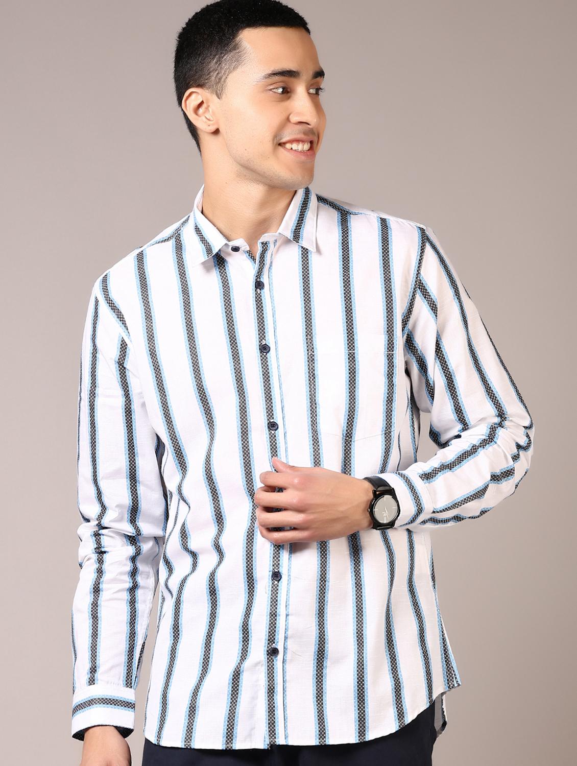 men stripes long sleeve casual shirt - 21717851 - Standard Image - 1
