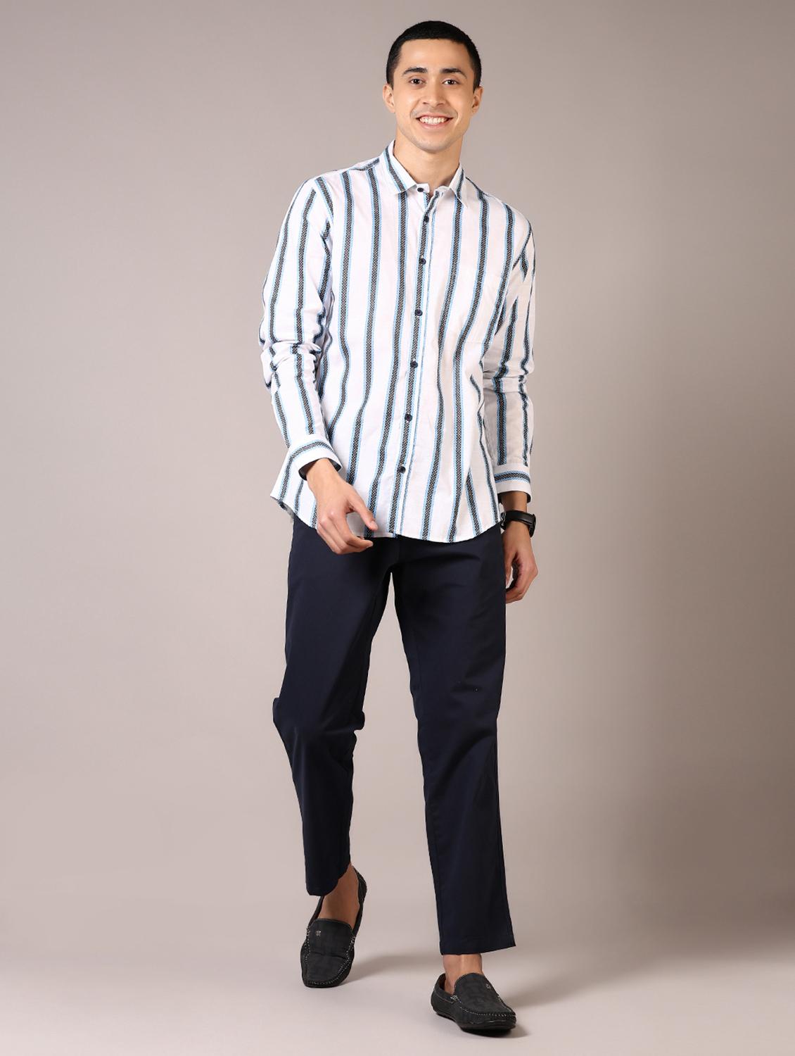 men stripes long sleeve casual shirt - 21717851 - Standard Image - 4