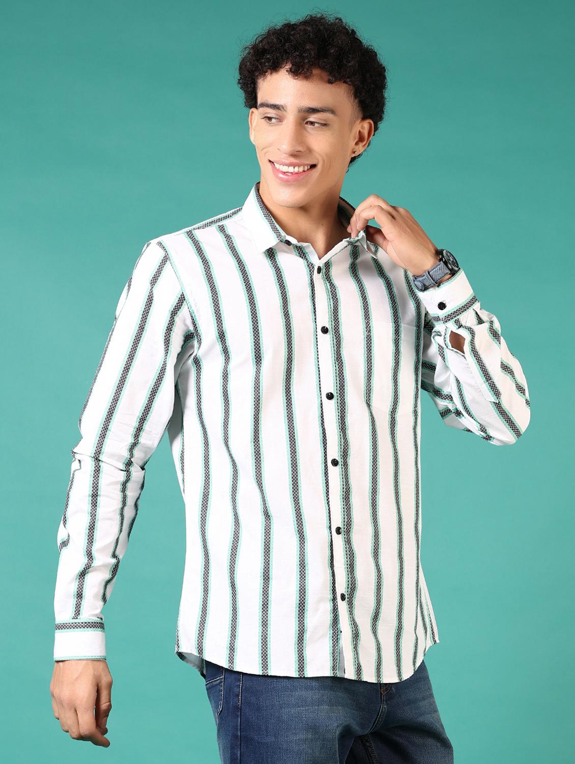 men stripes long sleeve casual shirt - 21717852 - Standard Image - 1