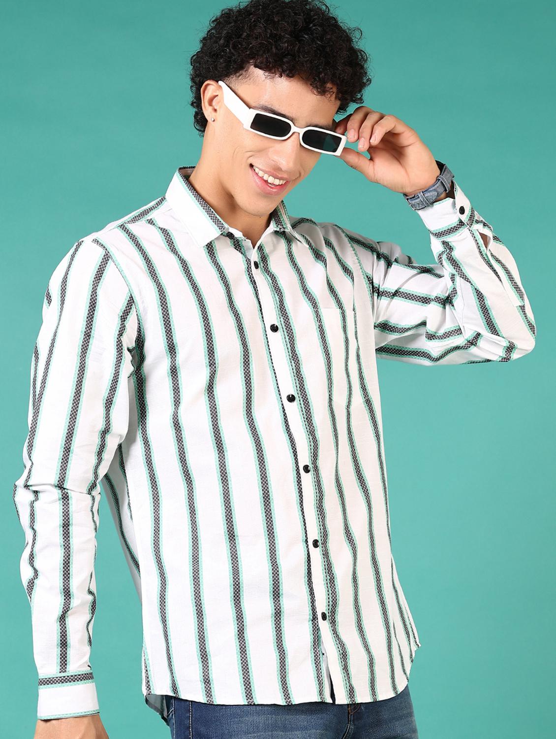 men stripes long sleeve casual shirt - 21717852 - Standard Image - 4