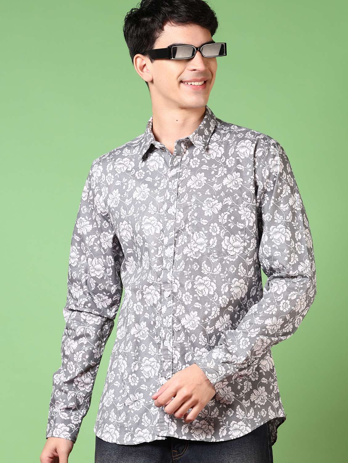 men floral printed long sleeve casual shirt - 21717854 -  Standard Image - 1