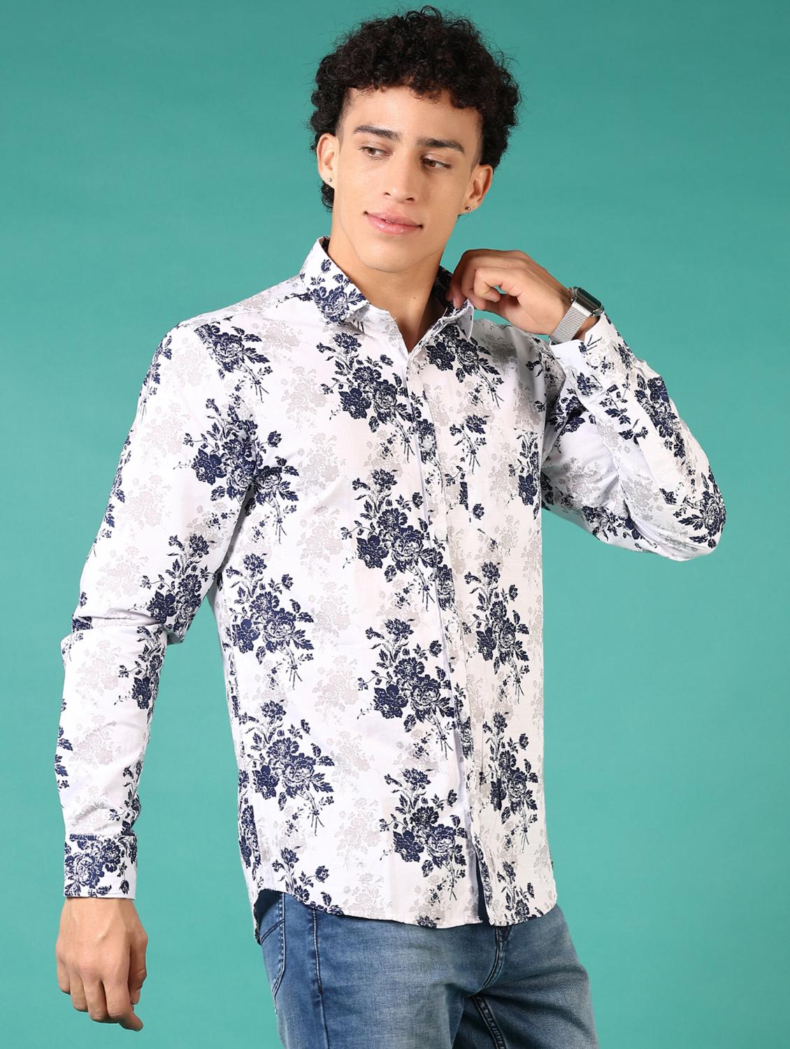 men floral printed long sleeve casual shirt - 21717856 - Standard Image - 1