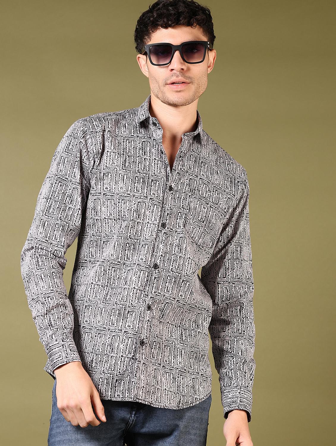 men printed long sleeve casual shirt - 21717857 - Standard Image - 1
