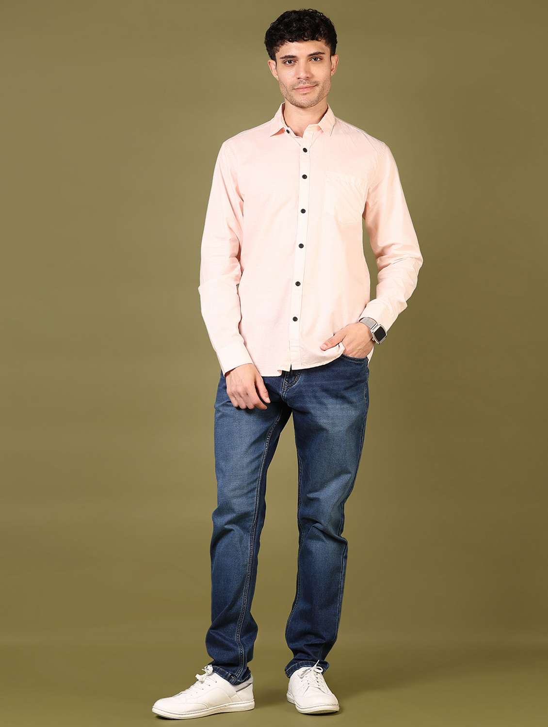men solid long sleeve casual shirt - 21717861 -  Standard Image - 4
