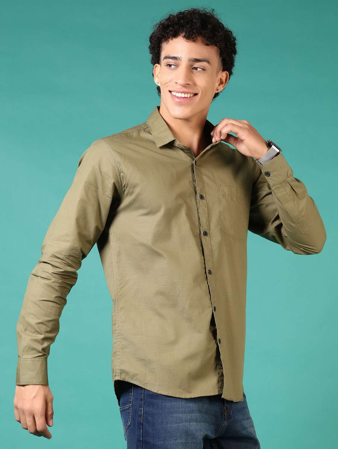 men solid long sleeve casual shirt - 21717863 -  Standard Image - 1