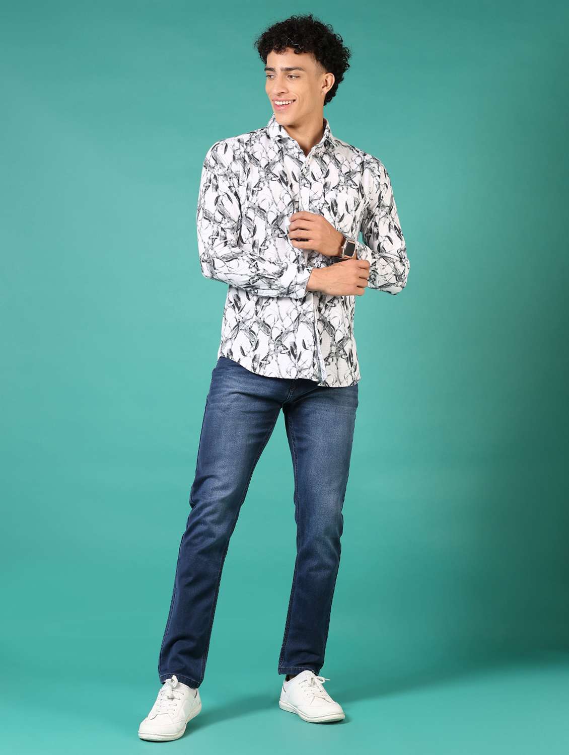 men printed long sleeve casual shirt - 21717867 -  Standard Image - 4