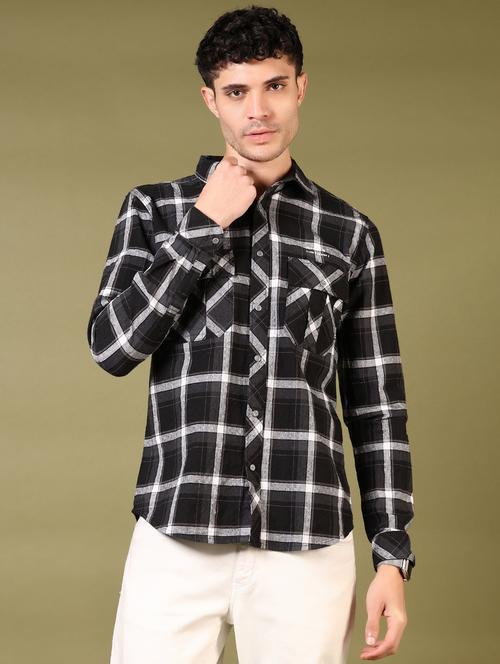men checks long sleeve casual shirt - 21717876 -  Standard Image - 0