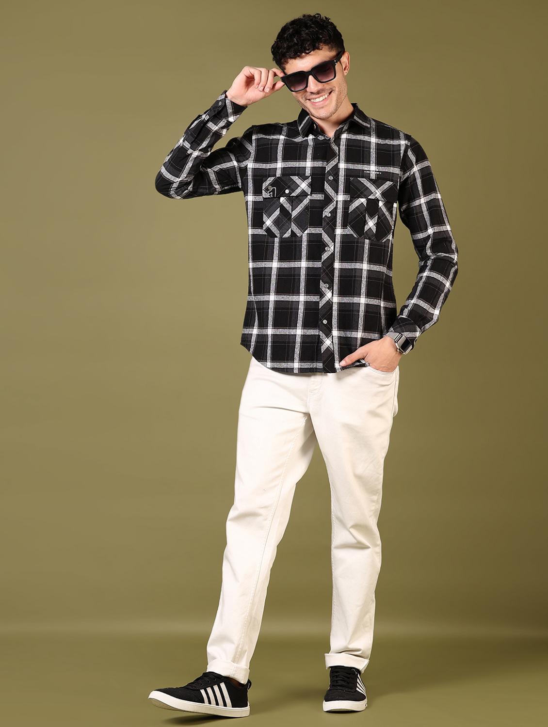 men checks long sleeve casual shirt - 21717876 - Standard Image - 4