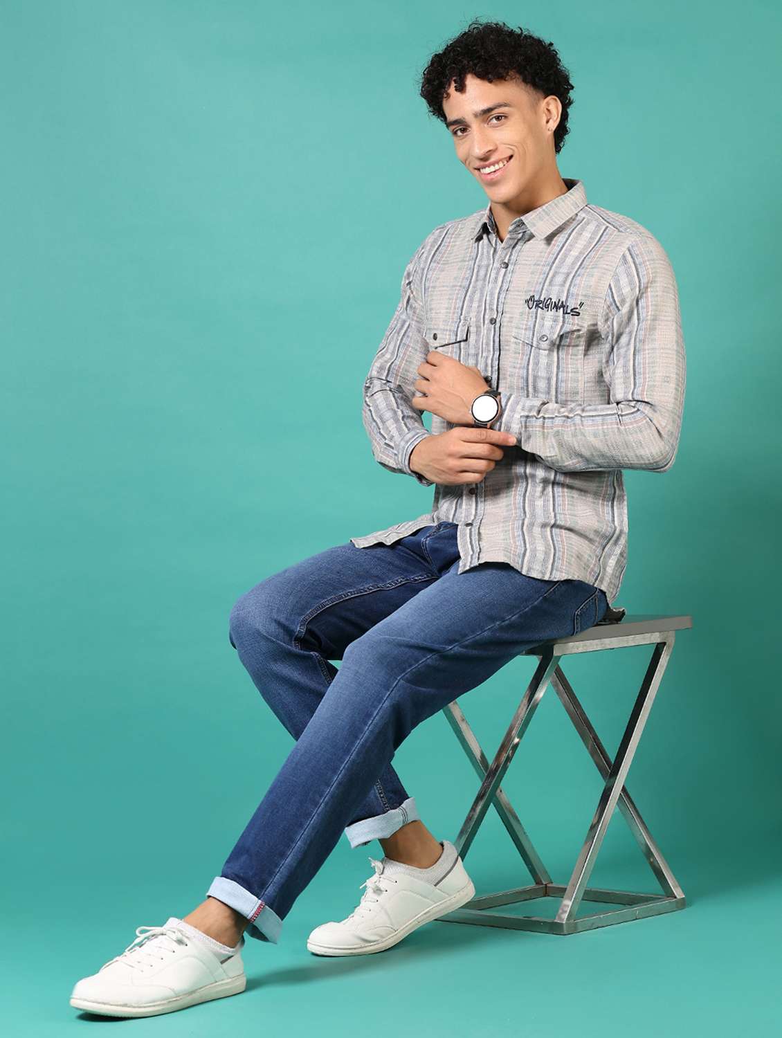 men stripes long sleeve casual shirt - 21717877 -  Standard Image - 4