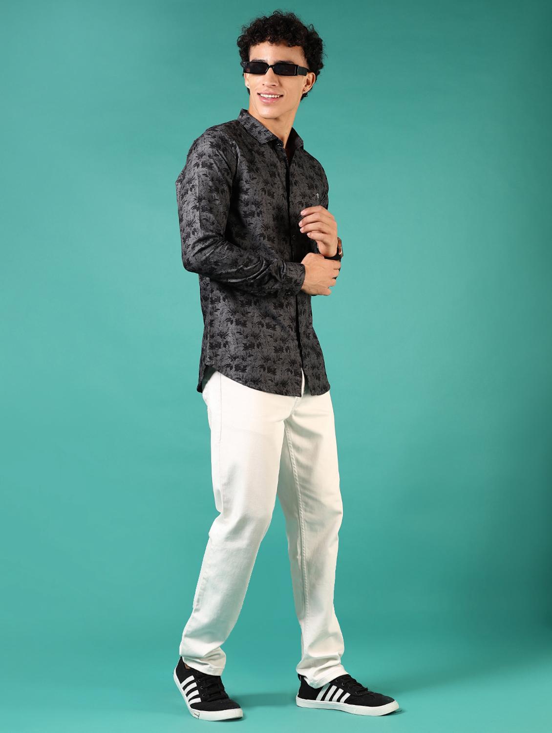 men printed long sleeve casual shirt - 21717878 - Standard Image - 4