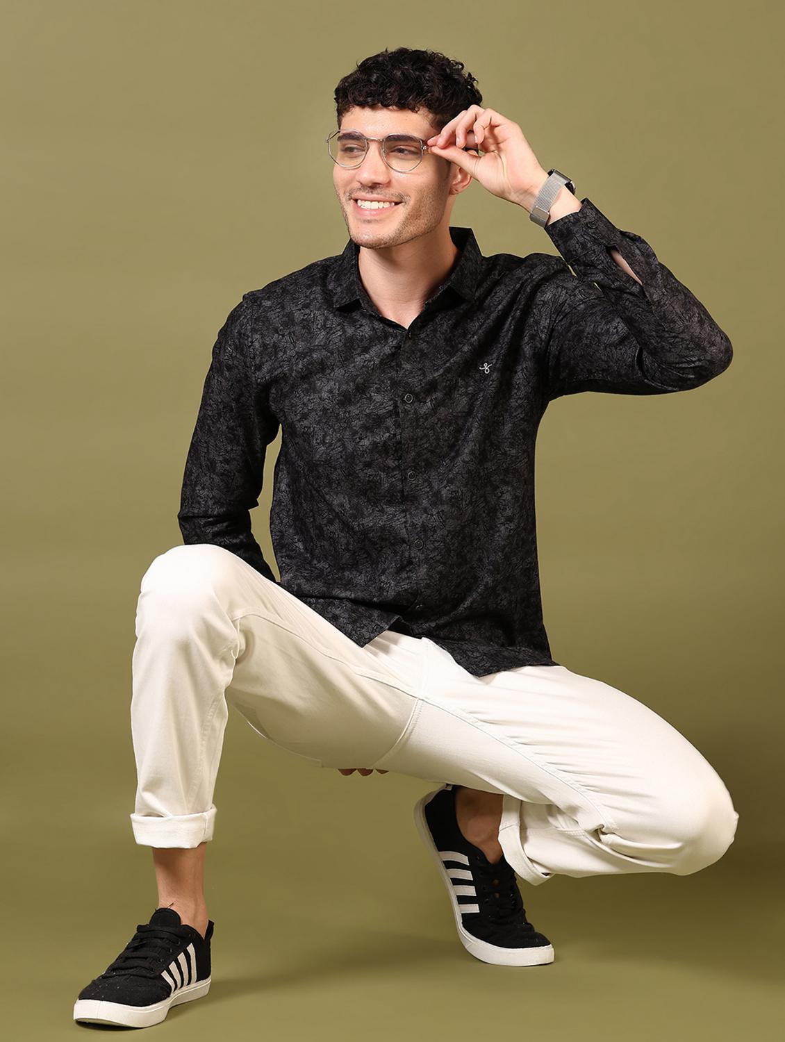 men printed long sleeve casual shirt - 21717880 - Standard Image - 4