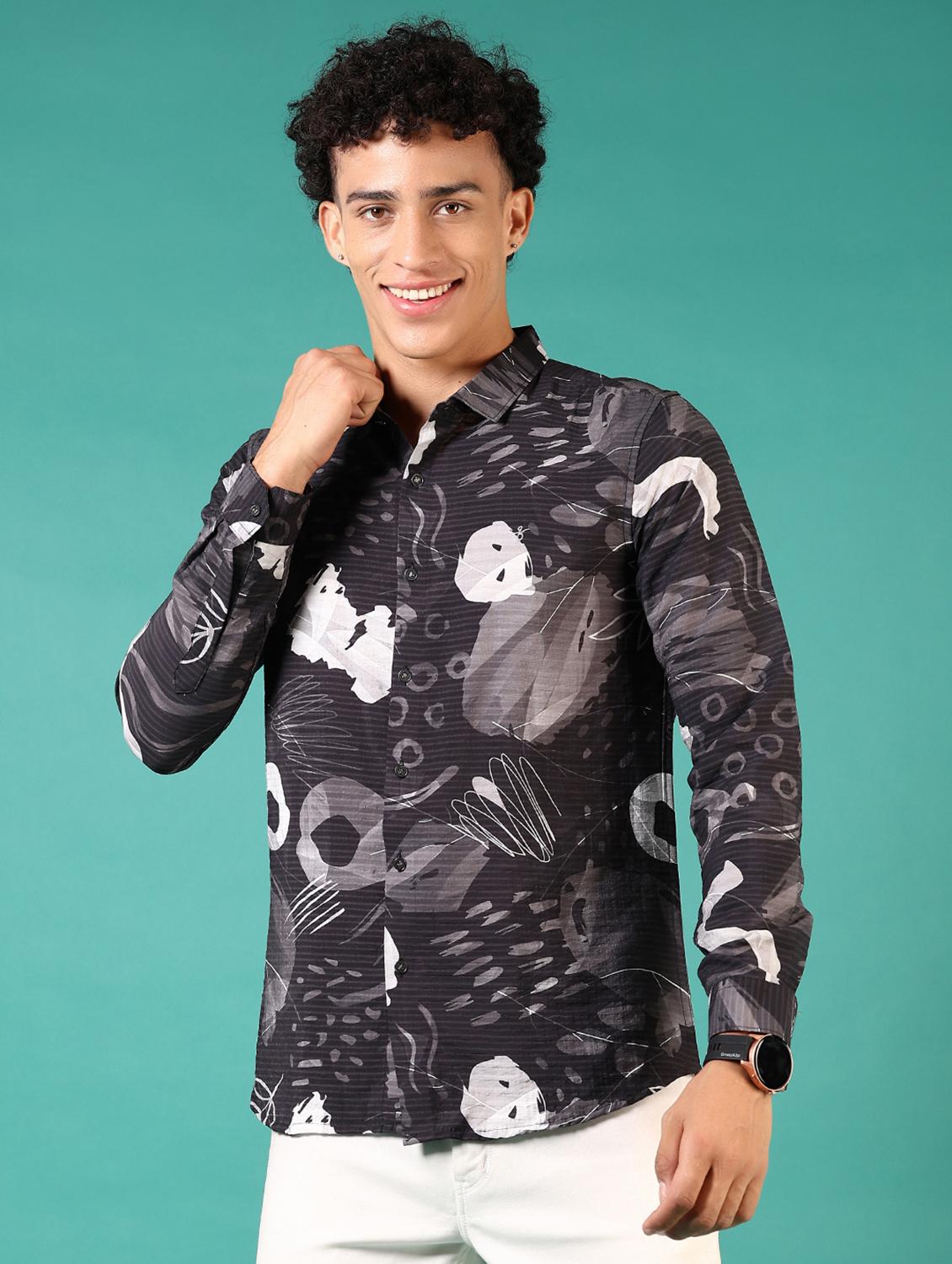 men printed long sleeve casual shirt - 21717881 -  Zoom Image - 0