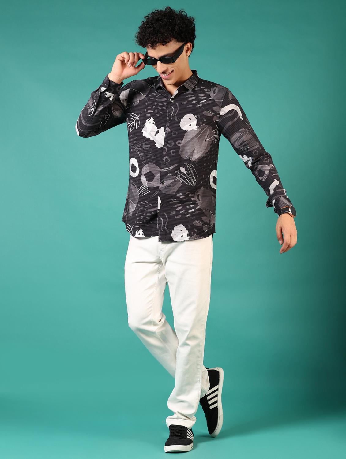 men printed long sleeve casual shirt - 21717881 - Standard Image - 4